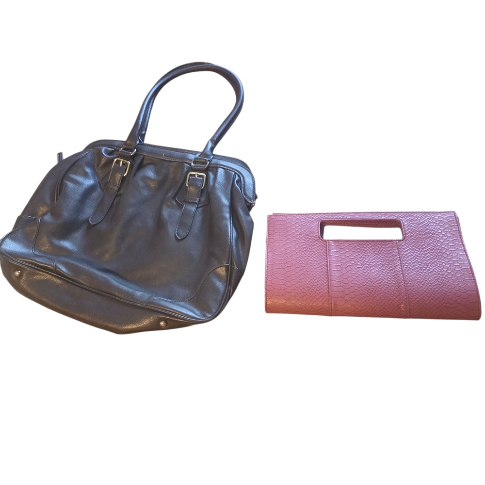 Black and Pink Women's Handbag Set